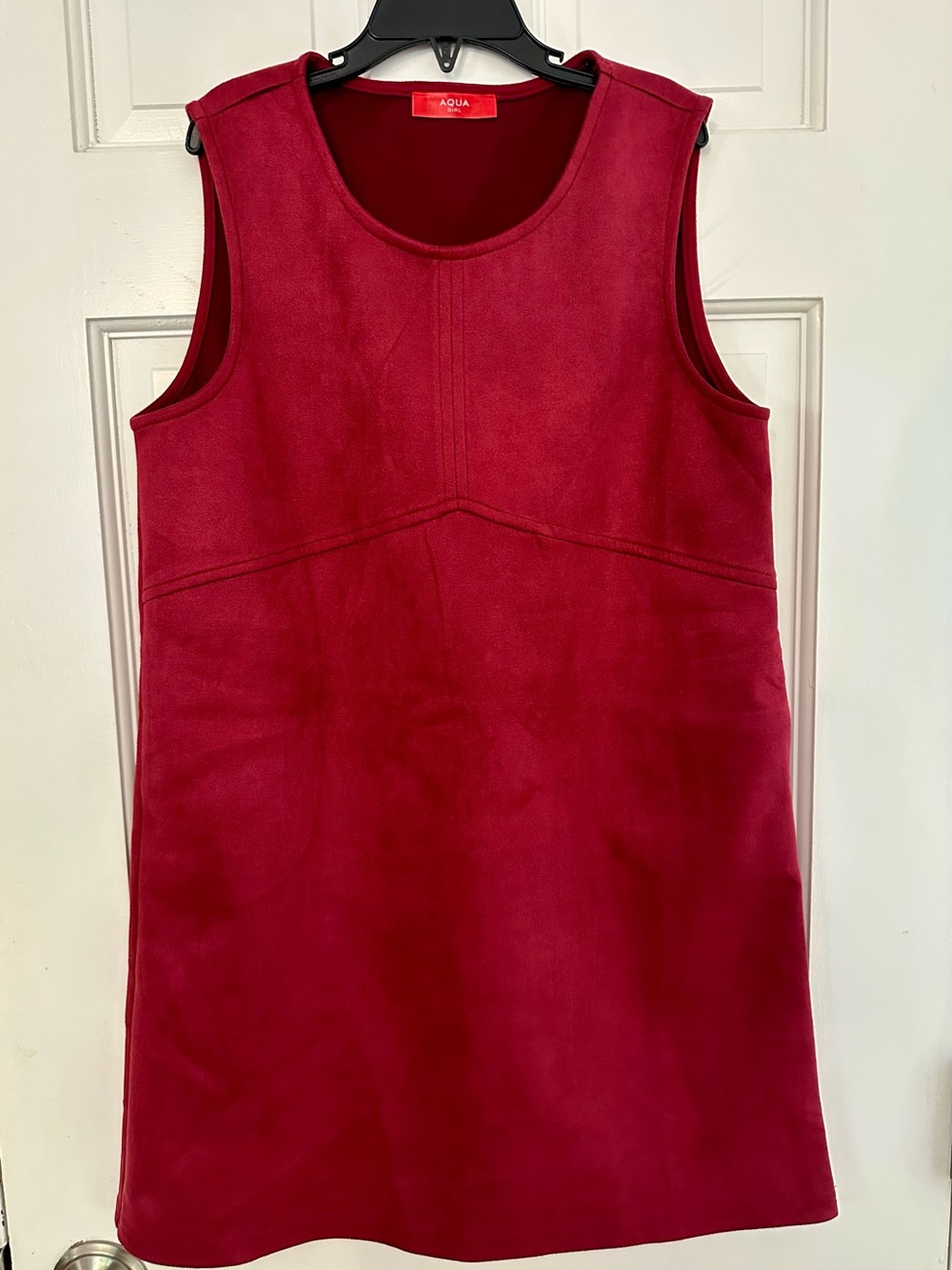 Aqua Girls Sleeveless Faux Suede Shift Dress Cranberry XL (14-16) Back To School